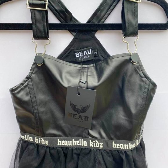 *NWT* 2T Faux leather dungaree Tulle dress - Picture 5 of 7